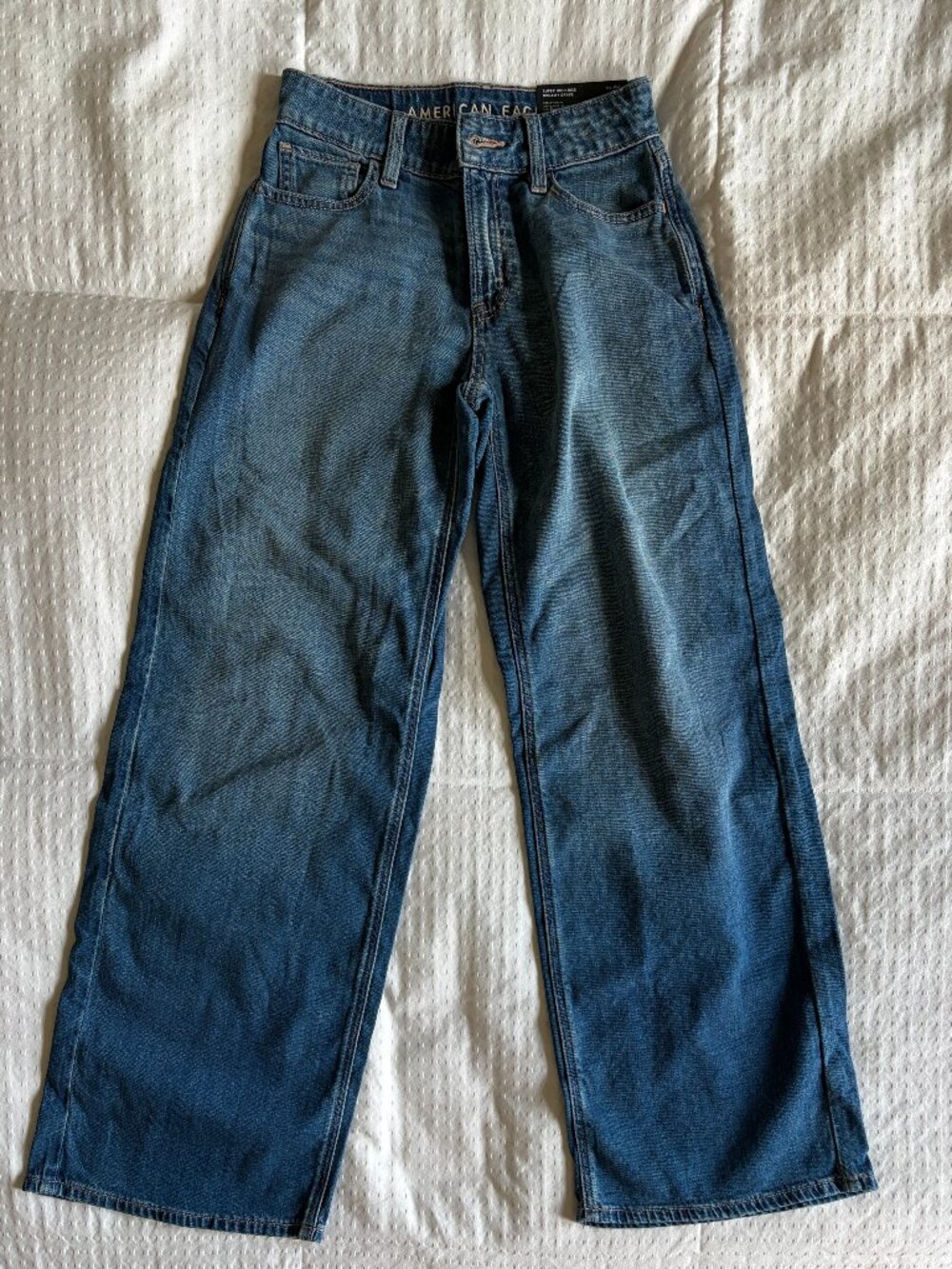 American Eagle Dreamy Drape Super High Rise Baggy Wide Leg Jeans 000 NWT